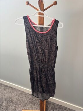 Women's Black Tank Dress with Pink Trim